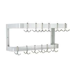 Advance Tabco GW-48 48" Powder Coat Wall Mounted Pot Rack Double Bar w/ 12 Hooks