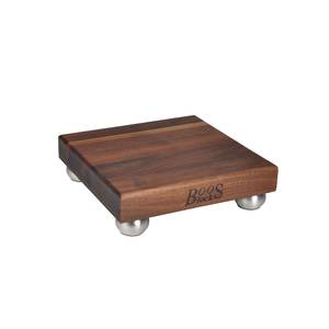 John Boos WAL-12SS 12" Square Blended Walnut Cutting Board 1.5" Thick S/s Legs