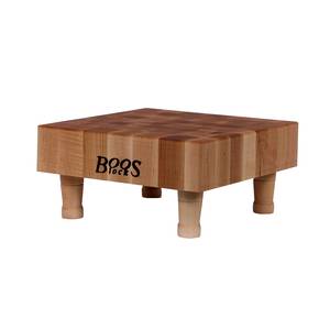 John Boos MCS1 12" Square Maple Cutting Board 3" Thick w/ Wooden Legs