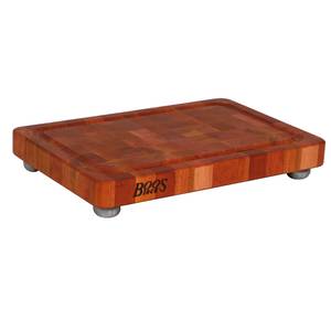 John Boos CHY-1812175-SSF 18" x 12" Cherry Cutting Board with Groove & Stainless Feet