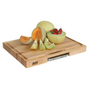 John Boos PM2418225-P 24"x18" Maple Cutting Board w/ Sloped Groove & Condiment Pan