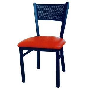 Atlanta Booth & Chair MC311 WS Black Textured Metal Restaurant Mesh Back Chair w/ Wood Seat