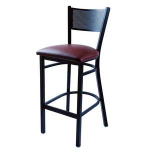 Atlanta Booth & Chair MC311-BS WS Black Textured Metal Bar Stool Mesh Back w/ Wood Seat