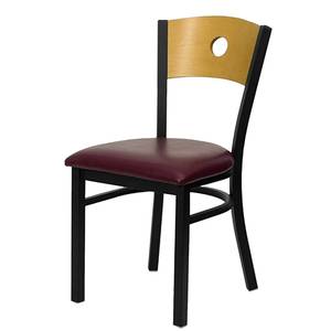 Atlanta Booth & Chair MC350A WS Circle Back Restaurant Chair Black Metal Frame & Wood Seat