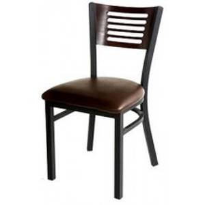 Atlanta Booth & Chair MC350B WS Slat Back Restaurant Chair Black Metal Frame & Wood Seat