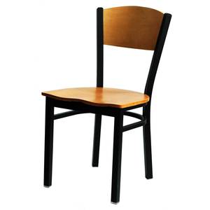 Atlanta Booth & Chair MC350P WS Plain Back Restaurant Chair Black Metal Frame & Wood Seat 