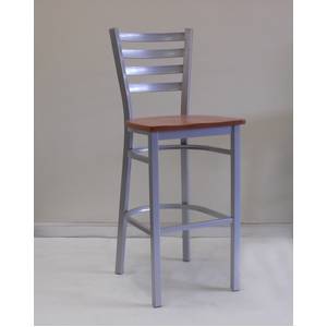 Atlanta Booth & Chair MC403-BS WS Clear Coat Metal Ladder Back Bar Stool w/ Wood Seat