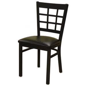 Atlanta Booth & Chair MC450 WS Black Metal Restaurant Window Back Chair w/ Wood Seat