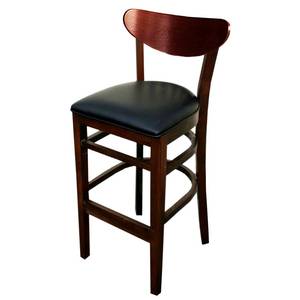 Atlanta Booth & Chair WC808-BS WS Wood Oval Back Dark Mahogany Dining Bar Stool w/ Wood Seat