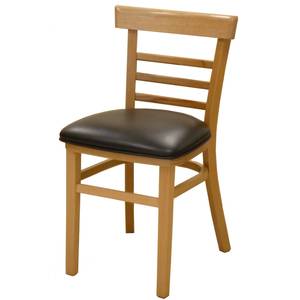 Atlanta Booth & Chair WC836 BL Wood Ladder Back Restaurant Chair with Black Vinyl Seat