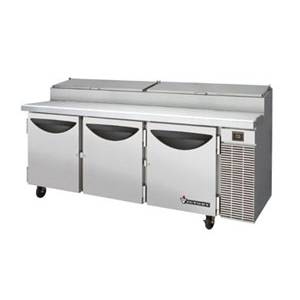 Victory Refrigeration VPT-88 88" Stainless Refrigerated Pizza Prep Table Cooler w/ 4 Door