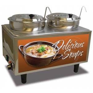 Benchmark 51072-S Dual Well Soup Station Warmer with Inset Lids & Ladles