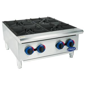 Globe C24HT 24" Chefmate Gas Hot Plate 4 Burners with Manual Controls