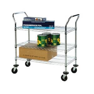 Focus Foodservice FFC18363C 3 Shelf Utility Cart Chrome with Casters