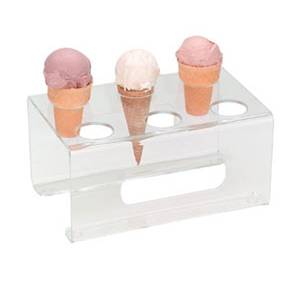 Dispense-Rite CTCS-6C 6 Hole Acrylic Ice Cream Cone Holder Clear