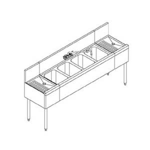 Perlick TSD44C 48" Stainless Deep 4 Compartment Underbar Sink Unit
