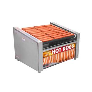 APW Wyott HR-50BC 34.75" All-in-One Hot Dog Chrome Roller Grill w/ Bun Cabinet