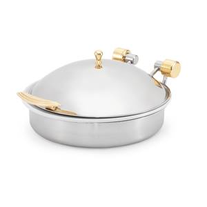 Vollrath 46120 6Qt Solid Top Induction Chafer w Brass Trim & Porcelain Pan