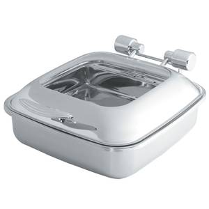 Vollrath 46135 6Qt Square Glass Top Induction Chafer w Porcelain Food Pan