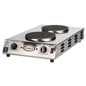 Cadco CDR-2CFB Double Cast Iron Burner Front-To-Back Electric Hotplate