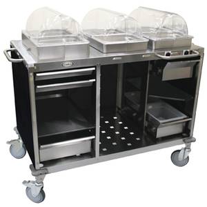 Cadco CBC-HC Mobile Hot & Cold Serving Station w/ Black Skirt - 3 Pan