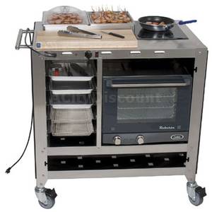 Cadco CBC-SDC Mobile Demo Kitchen Cart / Serving Station w/ Burner & Oven