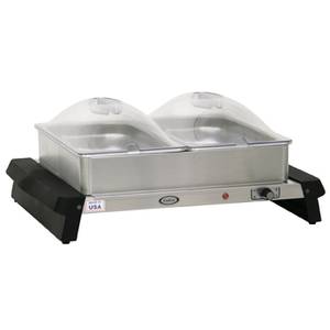 Cadco WTBS-23P Counter Top 2/3 Size Buffet Server W/ 2 Clear Lift Off Lids