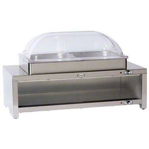 Cadco CMLB-C2RT (2) 1/2 Pan Warming Cabinet / Buffet Server w/ Roll Top Lid