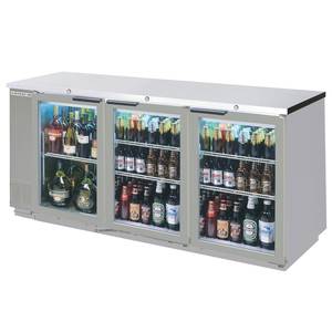 Beverage Air BB78HC-1-G-S 79" Three-Section Stainless Steel Back Bar Glass Door Cooler
