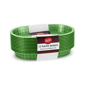 TableCraft C1076G Chicago Basket Oval 10.5in x 7in Green Set of 12