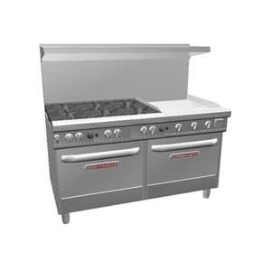 Southbend 4601AA-2GL Ultimate 60" Range w/ 6 Non-clog Burners, 2 Convection Ovens