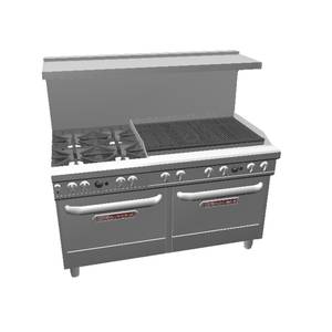 Southbend 4601AA-3C* Ultimate Range w/ 36" Charbroiler, 4 Burners & 2 Conv. Ovens