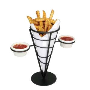 Winco WBKH-5 Conical Wire French Fry Basket Holds 2 Ramekins