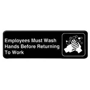 Thunder Group PLIS9325BK 9" x 3" "Employees Must Wash Hands" Compliance Sign