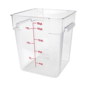 Thunder Group PLSFT018PC 18 Quart Square Clear Polycarbonate Food Storage Container