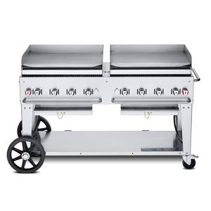 Crown Verity, Inc. CV-MG-60NG 60in Stainless Steel Natural Gas Mobile Outdoor Griddle