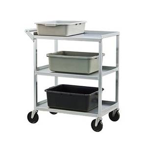 New Age NS745 (3) - 28x18 Shelf Aluminum Utility Bus Cart 350lb Capacity