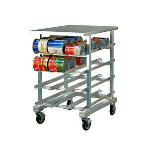 New Age 1225 Mobile Stainless Work Top Half Can Rack Holds (72) #10 Cans