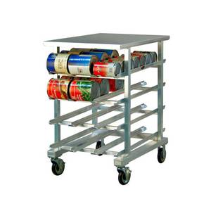 New Age 1226 Mobile Aluminum Work Top Half Can Rack Holds (72) #10 Cans