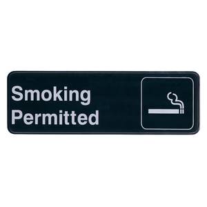 Update International S39-12BK 3" x 9" Smoking Permitted Sign - Black Plastic