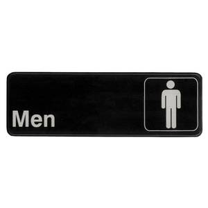 Update International S39-13BK 3" x 9" Mens Room Sign - Black Plastic