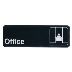 Update International S39-23BK 3" x 9" Office Sign - Black Plastic