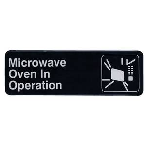 Update International S39-24BK 3" x 9" Microwave Oven In Use Sign - Black Plastic