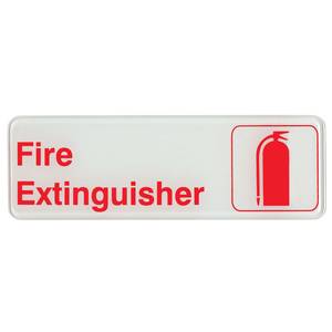 Update International S39-16RD 3" x 9" Fire Extinguisher Sign - Red on White Plastic