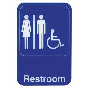 Update International S69-7BL 6" x 9" Restroom / Accessible Sign - Blue Plastic