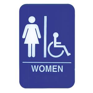 Update International S69-8BL 6" x 9" Women / Accessible Sign - Blue Plastic
