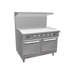 Southbend S48EE-4T 48" S-Series Range w/ Space Saver Ovens & 48" Therm. Griddle
