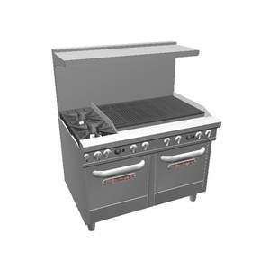 Southbend 4481EE-3CL 48"Ultimate Range (2) Non-clog Burners & 2 Space Saver Ovens