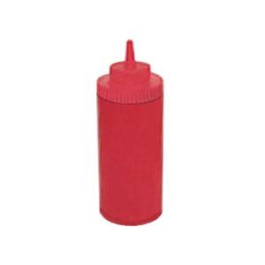Winco PSW-16R 6 Pack of 16oz Red Wide Mouth Squeeze Bottles