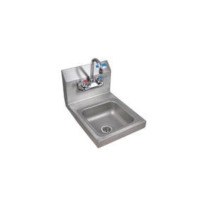 BK Resources BKHS-W-SS-P-G Splash Mount Hand Sink 12"x16x12" w/ Faucet & Drain